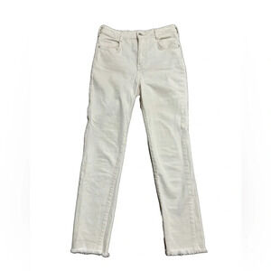 Anthropologie Pilcro Cream White High Rise Cigarette Jeans. Raw Hem. Size 26